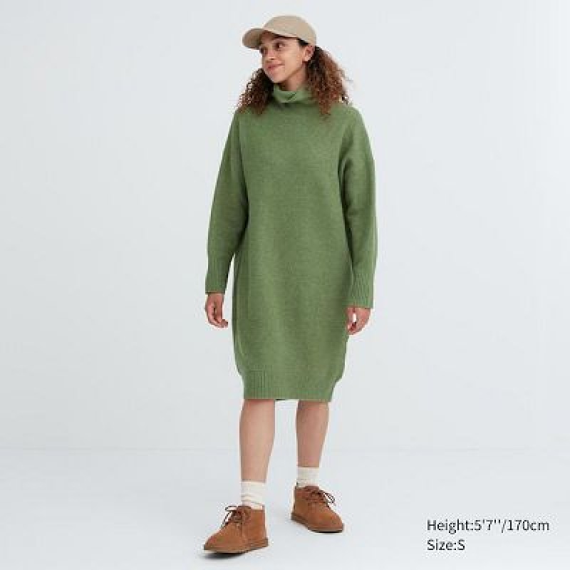 Vestido Uniqlo Souffle Yarn Turtleneck Mujer Verde | 786925_PE