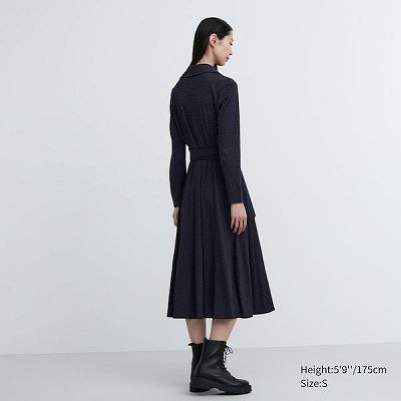 Vestido Uniqlo Wrap Long-Sleeve Mujer Marrones | 894210_PE